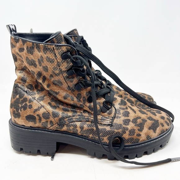 KENDALL + KYLIE BROWN BLACK LEOPARD PATTERN LUG SOLE MOTO BOOTS WOMENS
SZ 7-7.5 - Picture 1 of 8